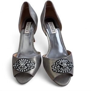 Badgley Mischka Embellished Peep-Toe Heels – Size 8